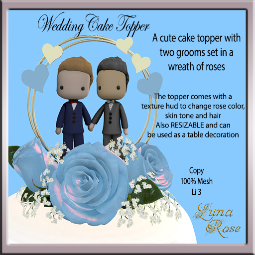 Cake Topper Roses - 2 Grooms