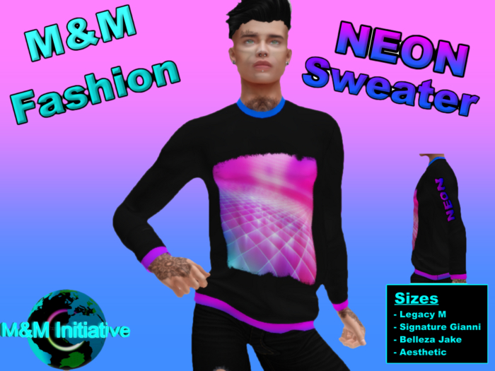 (M&M Fashion) - NEON SWEATER - Pink/Blue