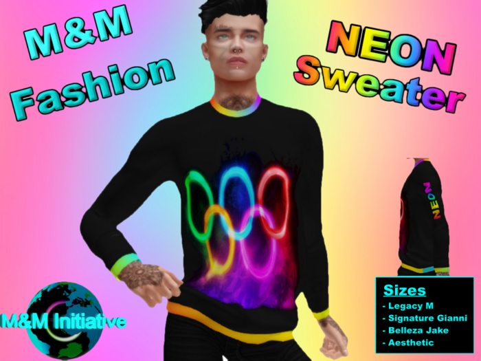 (M&M Fashion) - NEON SWEATER - Rainbow