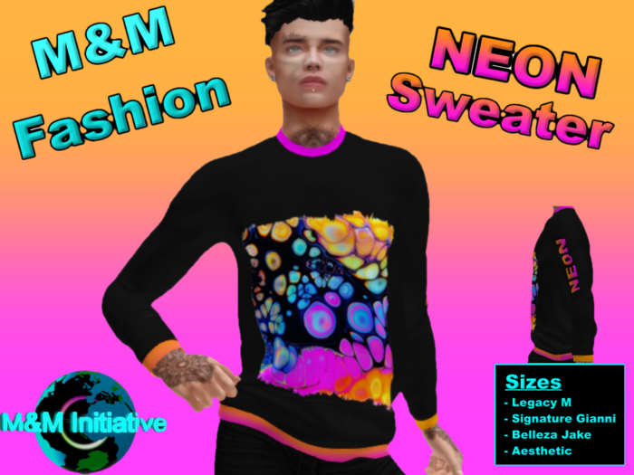 (M&M Fashion) - NEON SWEATER - Orange/Pink