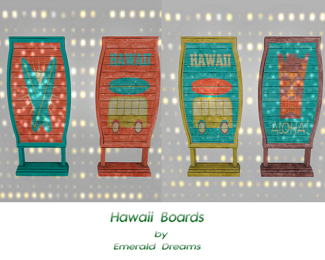 .:Emerald Dreams:. 4 Colored Hawaii Boards