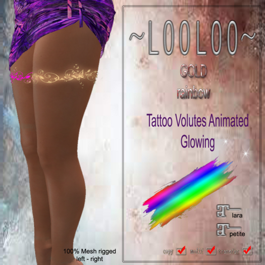 ~ LOOLOO ~ TATTOO VOLUTES Animated [GOLD-RAINBOW]