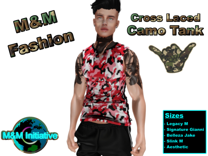 [M&M Fashion] Cross Laced Camo Tank - Red