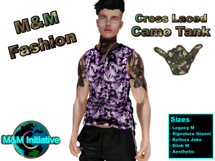 [M&M Fashion] Cross Laced Camo Tank - Purple