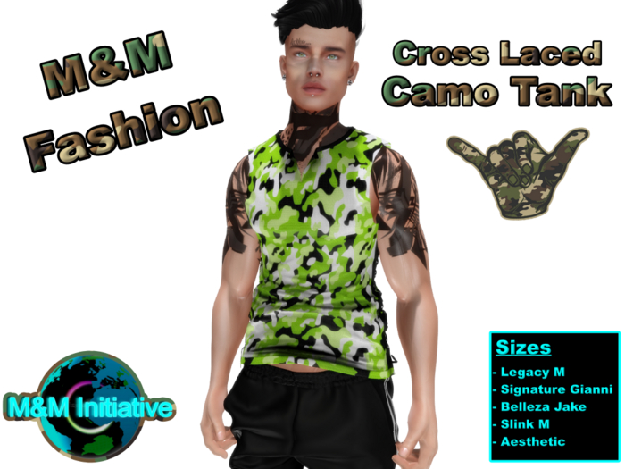 [M&M Fashion] Cross Laced Camo Tank - Green
