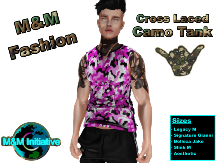 [M&M Fashion] Cross Laced Camo Tank - Pink