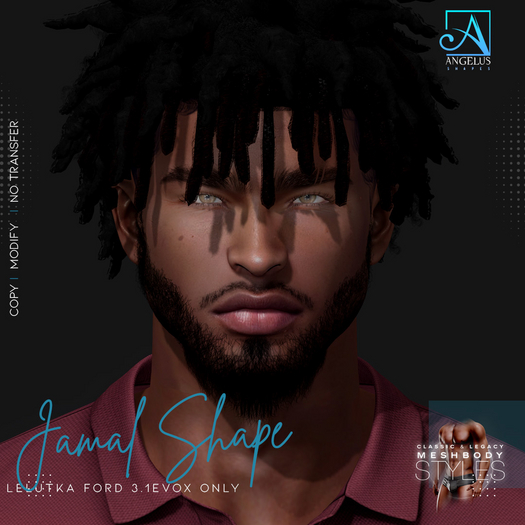 Second Life Marketplace ANGELUS Jamal Shape For Lelutka FORD Head 3.1EVOX Legacy