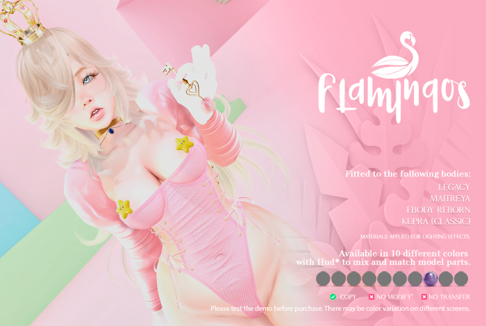 *Flamingos* Peach Body - Purple