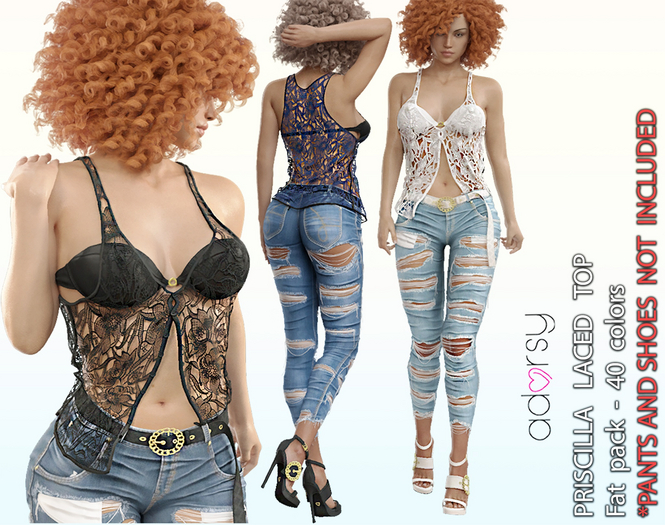 adorsy - Priscilla Lace Top Fatpack - Maitreya/Legacy/Lara Petite/Kupra