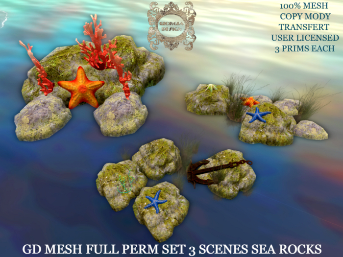 GD MESH FULL PERM SET 3 SCENES SEA ROCKS
