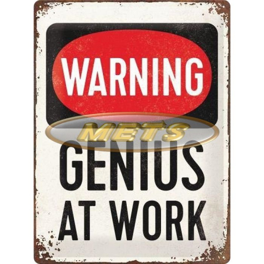 Vintage Sign - WARNING Genius at Work
