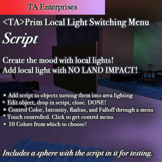 <TA>Prim Local Light Switching Menu SCRIPT