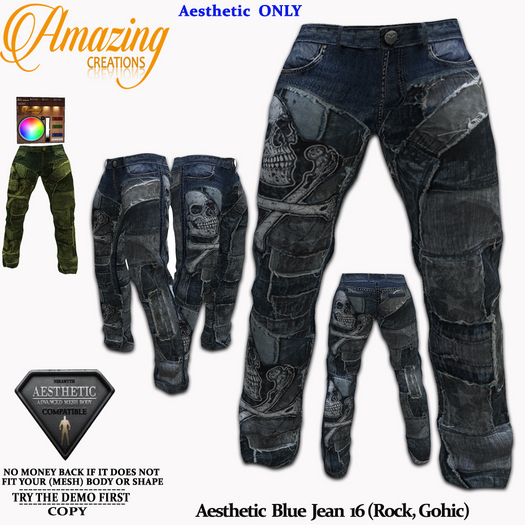 AmAzInG CrEaTiOnS Aesthetic Blue Jean 16 (Rock, Gothic)