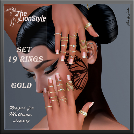 [Lion Style] Set 19 Gold  rings  