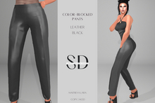 S/D Mesh Color-blocked Pants - Black Leather (Maitreya Lara)