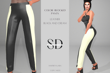 S/D Mesh Color-blocked Pants - Black and Cream Leather (Maitreya Lara)