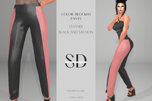 S/D Mesh Color-blocked Pants - Black and Salmon Leather (Maitreya Lara)