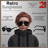 Retro Sunglasses [2cute] Black Glass Lense