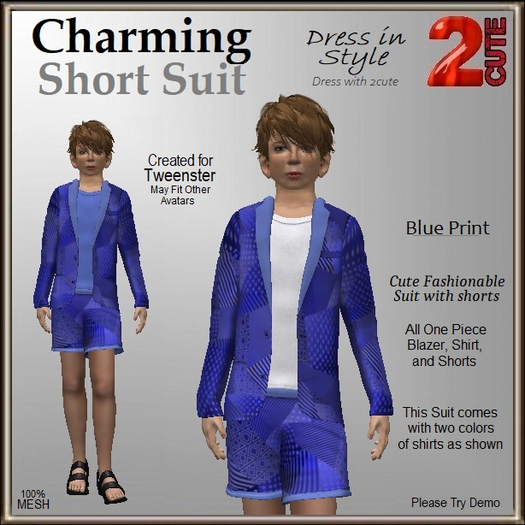 Charming Short Suit [2cute] Blue Print