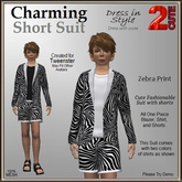 Charming Short Suit [2cute] Zebra Print - Tweenster