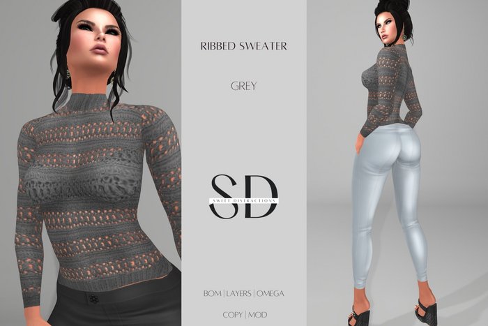 S/D Ribbed Sweater in Grey (BOM, Classic, Omega)