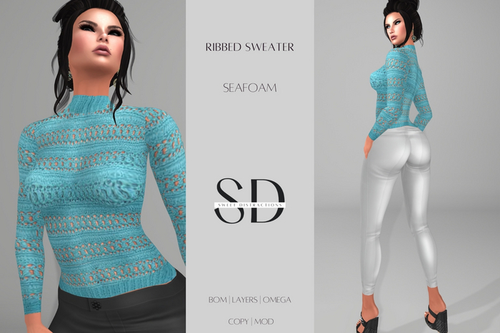 S/D Ribbed Sweater in Seafoam (BOM, Classic, Omega)