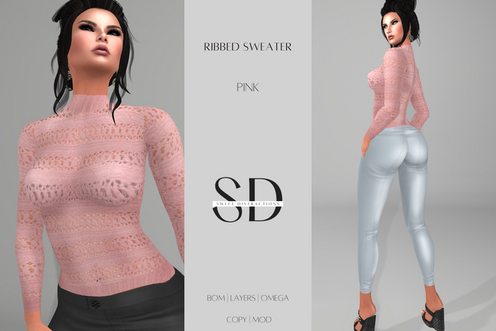 S/D Ribbed Sweater in Pink (BOM, Classic, Omega)