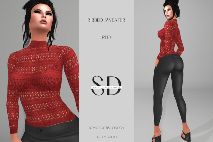 S/D Ribbed Sweater in Red (BOM, Classic, Omega)