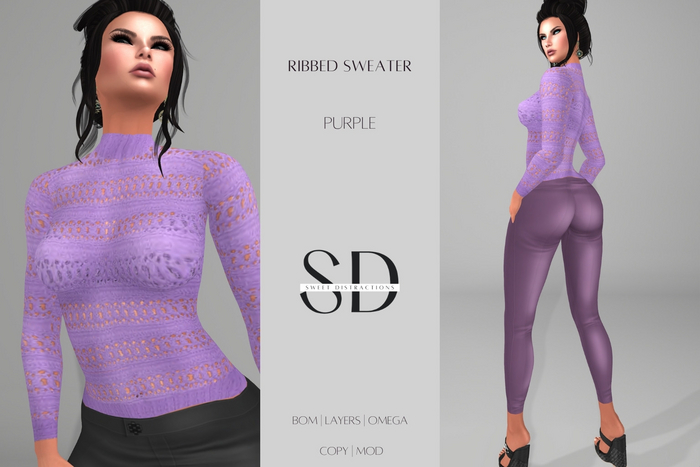 S/D Ribbed Sweater in Purple (BOM, Classic, Omega)