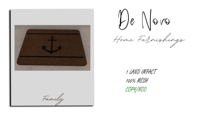 ..De Novo.. Welcome Mat ANCHOR Box