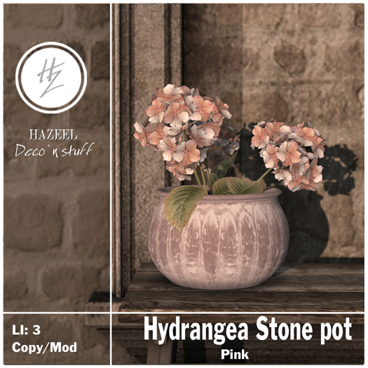 .::Hazeel::. Hydrangea Stone pot {Pink}