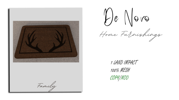 ..De Novo.. Welcome Mat ANTLERS Box