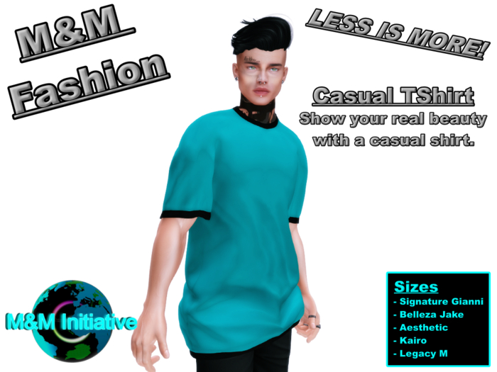 M&M Fashion - Casual T-Shirt - Ini-Blue