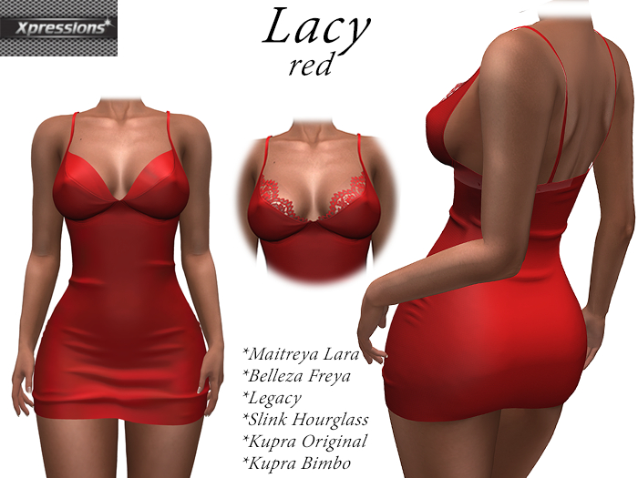 [Xprs] - Lacy Dress Red