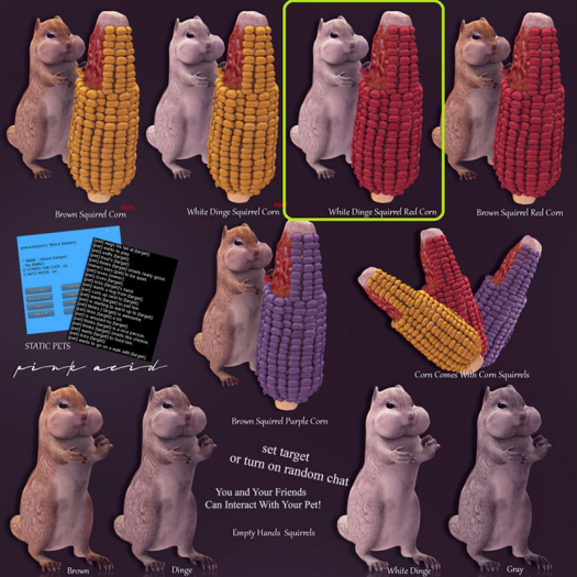 *Pink Acid Squirrel & Corn White Dinge RARE