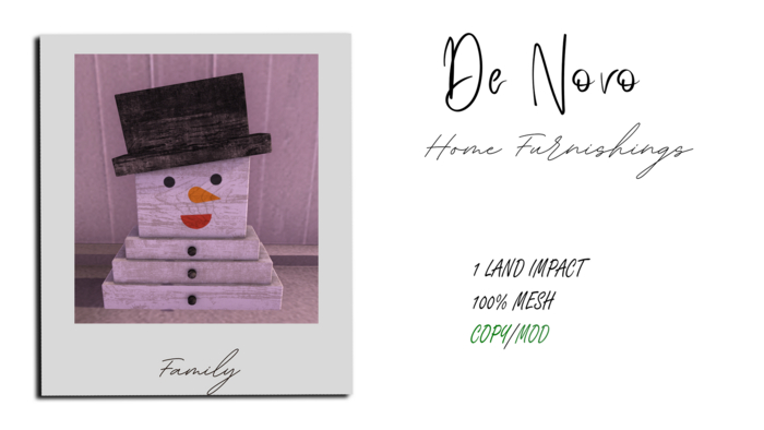 ..De Novo.. Wooden Snowman Box