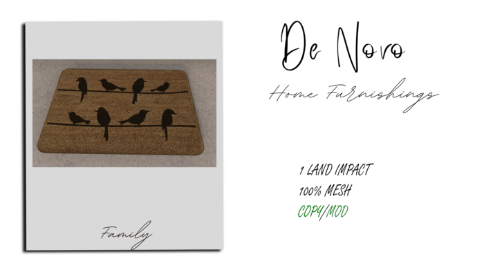 ..De Novo.. Welcome Mat BIRDS Box