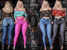 Bentley Denim Set, Pants,  Net Top, 70 + colors, Kupra, Reborn, Legacy, Maitreya,Petite,