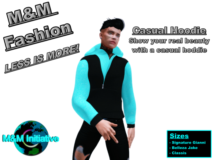 M&M Fashion - Casual Hoodie - Ini-Blue