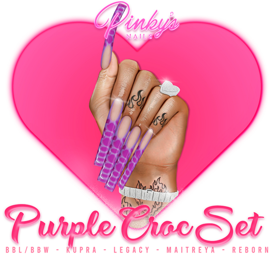 !! Pinky's Nails !! Purple Croc Set ' Square