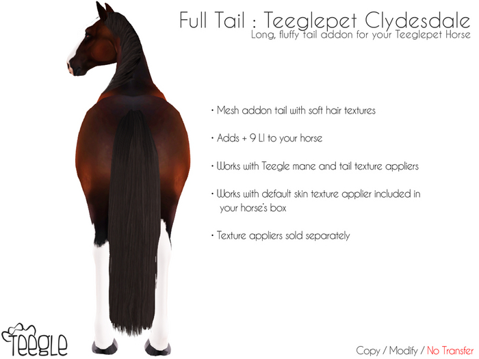 [Teegle] Full Tail for Teeglepet Clydesdale Horse