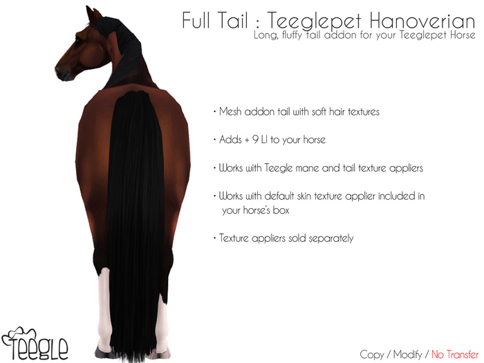 [Teegle] Full Tail for Teeglepet Hanoverian Horse
