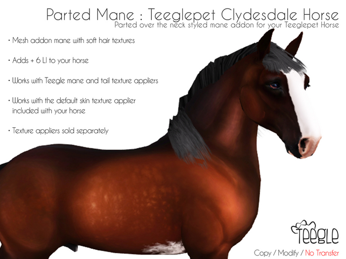 [Teegle] Parted Mane for Teeglepet Clydesdale Horse