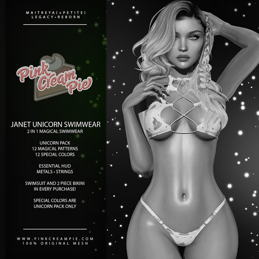 Janet Laced Up Bikini and Swimsuit [Unicorn Pack DEMO] - Maitreya Lara (+Petite) • Legacy • Reborn