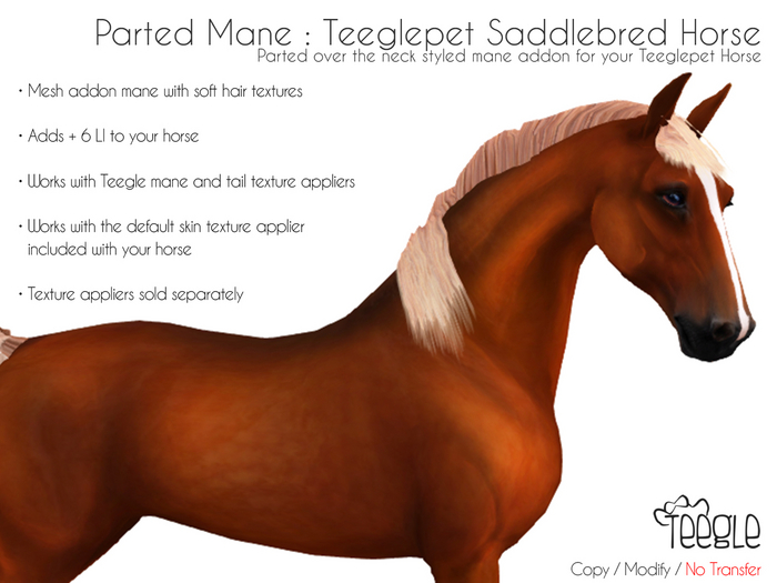 [Teegle] Parted Mane for Teeglepet Saddlebred Horse