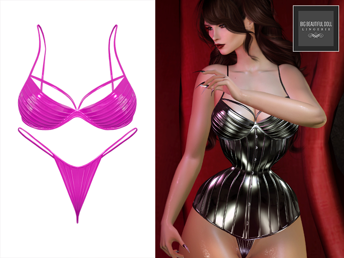 BBD - IRMINA Mesh Latex Lingerie Bra & Panties FUCHSIA - Maitreya Petite Legacy Perky Slink Belleza Kupra eBody Reborn