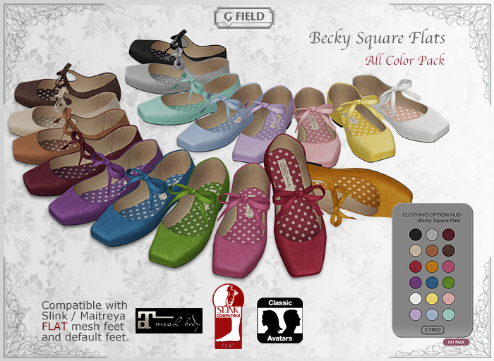 *GF* Becky Square Flats -18 col pack-