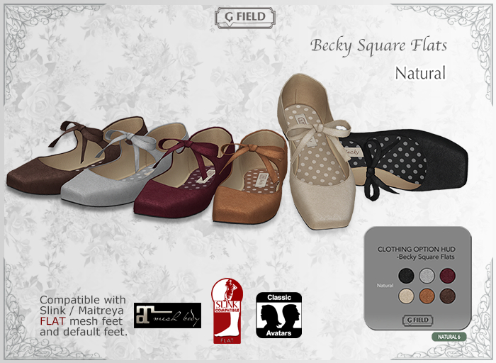 *GF* Becky Square Flats -Natural 6-