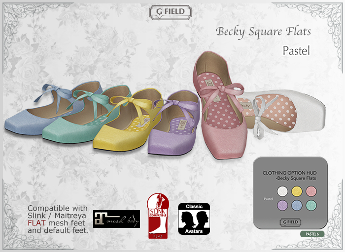 *GF* Becky Square Flats -Pastel 6-