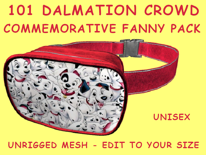 01. FANNY PACK BELLY BAG PURSE UNISEX - DALMATIONS CROWD - Adults, Teen, Child, Kids, Baby. Resize to Fit: COPY/MODIFY